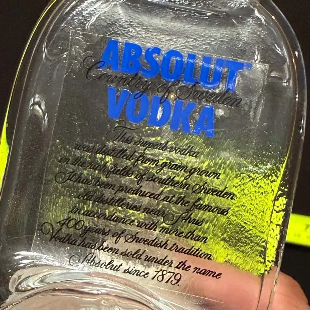 Vintaged Upcycled Absolut Vodka Slumped Melted Glass Bottle Night Light